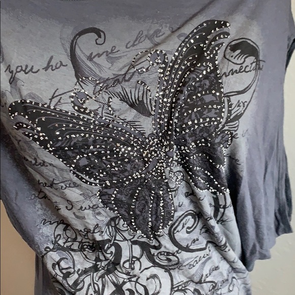 Grey Butterfly Asymmetrical Tunic Dress - Picture 5 of 7